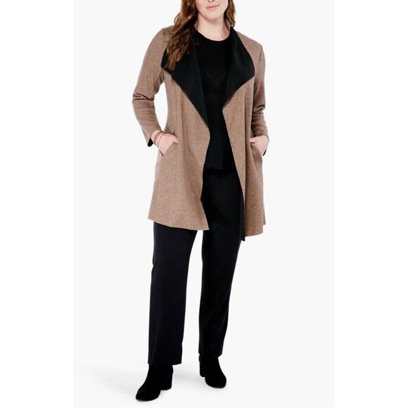 NIC+ZOE Knit Long Sleeve Pocket Lounge Around Draped Front Jacket Chestnut, XL - Picture 3 of 11